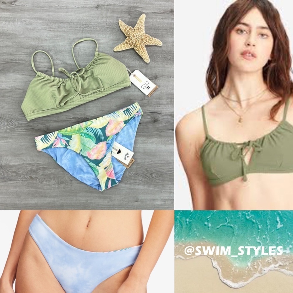☀️BILLABONG☀️ TANLINES COCO BRALET RIDES AND TIDES REVALUTION BIKINI SET